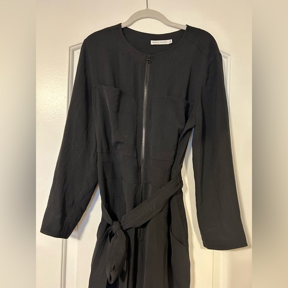 Rebecca Minkoff black zip-up, belted jumpsuit - Picture 1 of 4